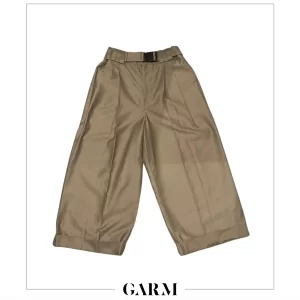 Boxy Khaki Pleated Pants by Czene.24 available on Garm